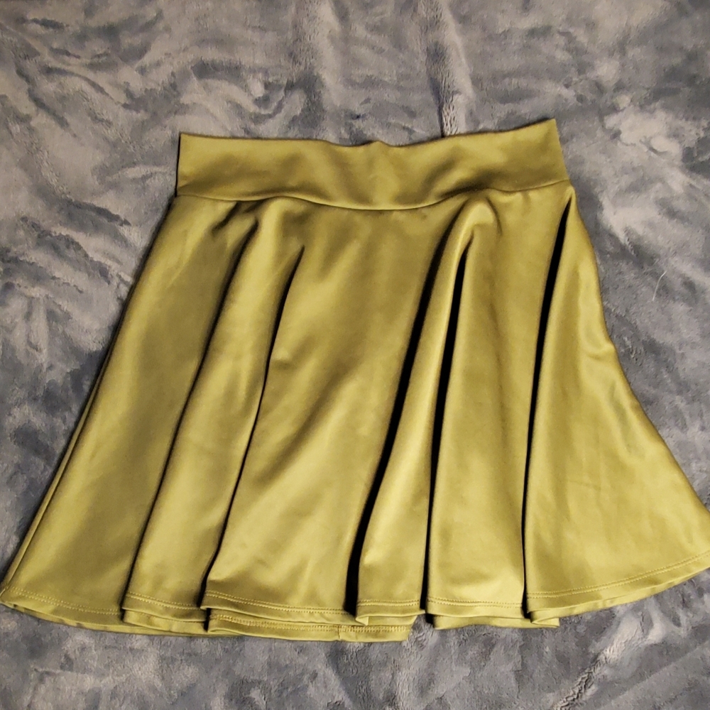 Olive Green Mini Skater Skirt XL